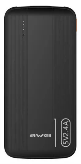 Awei P20K Power Bank 10000mAh με 2 Θύρες USB-A Μαύρο