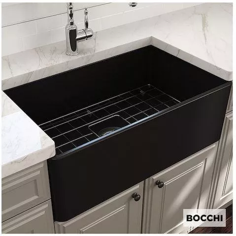 Νεροχύτης Κουζίνας Bocchi Επικαθήμενος Πορσελάνη 76x46cm Μαύρο