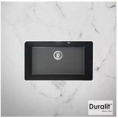 Νεροχύτης Κουζίνας Duralit Υποκαθήμενος Συνθετικός Γρανίτης 76x50cm Γκρι