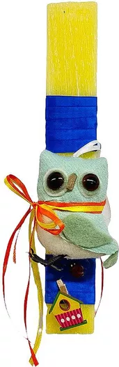 Πασχαλινή Λαμπάδα Χειροποίητη Αρωματική Πλακέ με Κουκουβάγια Κίτρινο