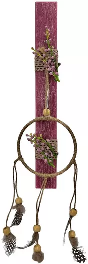 Πασχαλινή Λαμπάδα Χειροποίητη Αρωματική Πλακέ με Κρεμαστή Ονειροπαγίδα Μπορντό