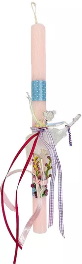 Πασχαλινή Λαμπάδα Χειροποίητη Αρωματική Στρογγυλή με Μπαλαρίνα Ροζ