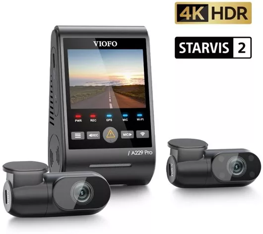 Κάμερα DVR Αυτοκινήτου Viofo A229 Pro 3CH με Οθόνη 2.4" για Ταμπλό & Κάμερα Οπισθοπορείας