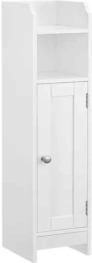 Ραφιέρα Μπάνιου Vasagle BBC310W01 Επιδαπέδια Ξύλινη με Ρυθμιζόμενα Ράφια 18x20x80cm Λευκό