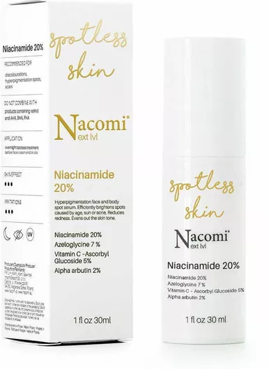 Nacomi Next Level Niacynamide 20% Spotless Skin Ενυδατικό Serum Προσώπου με Βιταμίνη C & Νιασιναμίδη για Λάμψη & Πανάδες 30ml