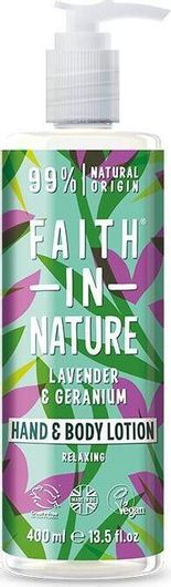 Faith in Nature Lavender & Geranium Ενυδατική Lotion Σώματος με Άρωμα Λεβάντα 400ml