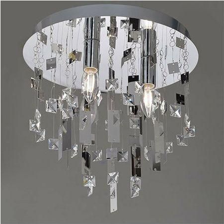 Πλαφονιέρα Οροφής Aca Μοντέρνα με Ντουί E14 με Κρύσταλλα Ασημί 35cm