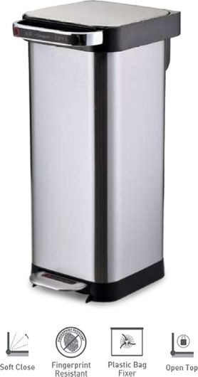 Κάδος Απορριμμάτων Delta Cleaning Compactor KA25K Μεταλλικός με Πεντάλ 25lt Inox
