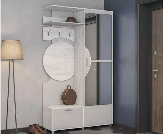 Έπιπλο Εισόδου Maeva με Καθρέπτη/Κρεμάστρα/Παπουτσοθήκη 121x38.5.5x209cm Γκρι Δρυς/Σταχτί