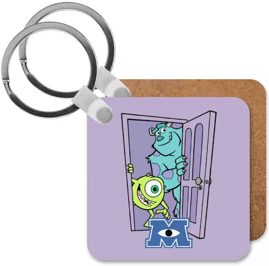 Μπρελόκ Monster Inc Ξύλινο Τετράγωνο Mdf Μοβ