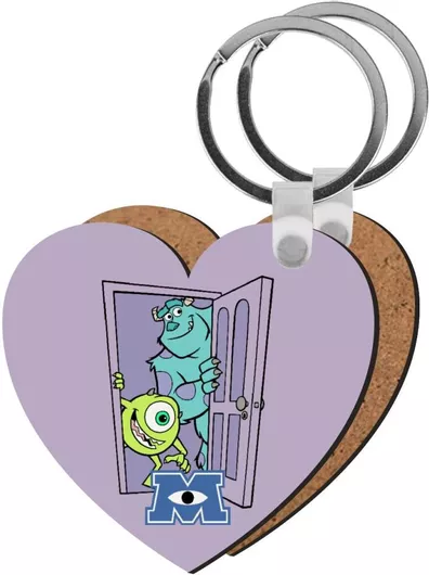 Μπρελόκ Monster Inc Ξύλινο Καρδιά Mdf Μοβ
