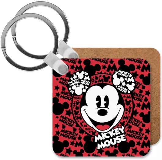 Μπρελόκ Mickey Mouse Ξύλινο Τετράγωνο Mdf Κόκκινο