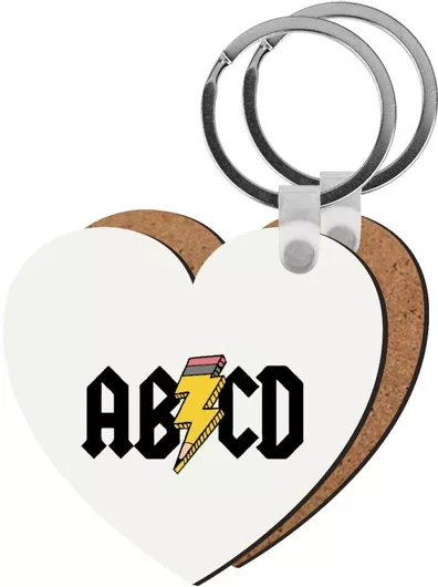 Μπρελόκ ABCD Ξύλινο Καρδιά Mdf Λευκό