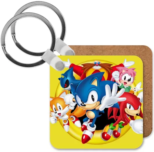 Μπρελόκ Sonic And Friends Ξύλινο Τετράγωνο Mdf Πολύχρωμο