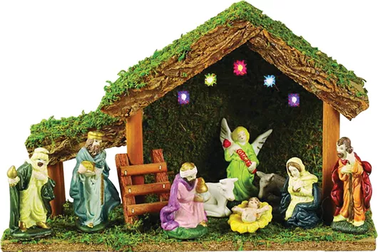 Lianos Φάτνη Ξύλινη Μεσαίου Μεγέθους 34x21cm Φωτιζόμενη