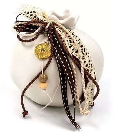 Γούρι Ρόδι Κεραμικό 10cm Λευκό