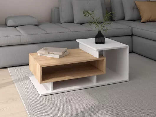 Τραπεζάκι Σαλονιού Alcagia Ξύλινο Ορθογώνιο 90x50x35cm Tacho / Λευκό