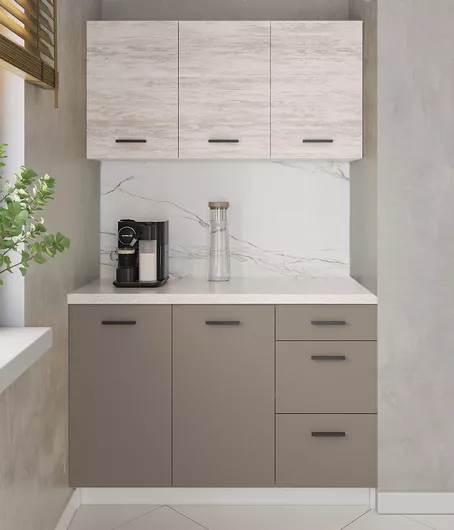 Σετ Ντουλάπια Κουζίνας Olena Κρεμαστά & Δαπέδου με Πάγκο Εργασίας 120x29/46x60/82cm Toffe / Light Artwood