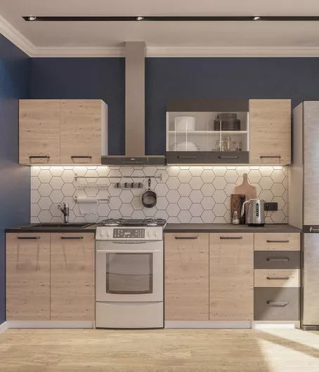 Σετ Ντουλάπια Κουζίνας Harmony Κρεμαστά & Δαπέδου με Πάγκο Εργασίας 200x29/46x60/81.5cm Artizan Oak / Ανθρακί