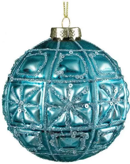 Zaros Χριστουγεννιάτικες Μπάλες Γυάλινες Τιρκουάζ με Χρυσόσκονη 10εκ. 6τμχ