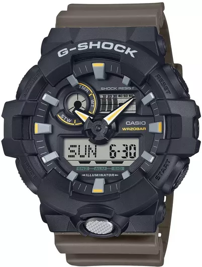 Ανδρικό Ρολόι Casio G-Shock 53.5mm με Λουράκι από Καουτσούκ Καφέ