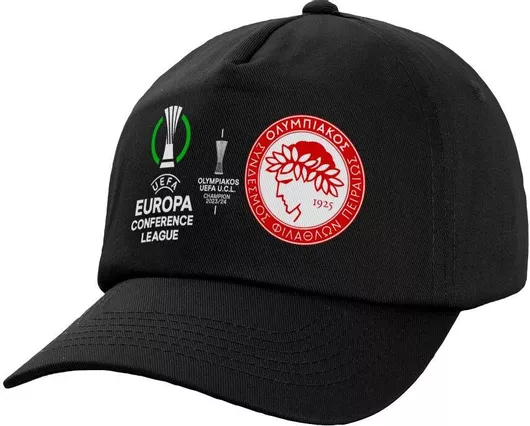 Jockey Koupakoupa Olympiacos UEFA Europa Conference League Champion 2023/28 Baseball 100% Βαμβακερό Unisex Μαύρο One Size