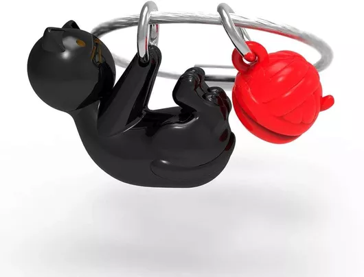 Μπρελόκ Metamorphose Cat W/Wool Ball Μεταλλικό Μαύρο/Κόκκινο