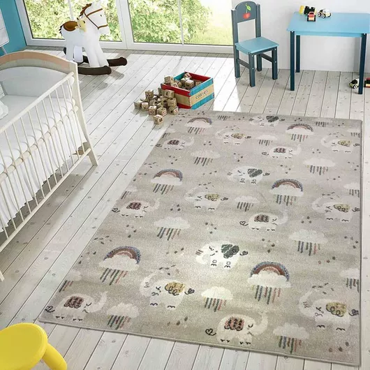 Παιδικό Χαλί Emporio Collection Μηχανής Ελεφαντάκια 220x160cm Γκρι