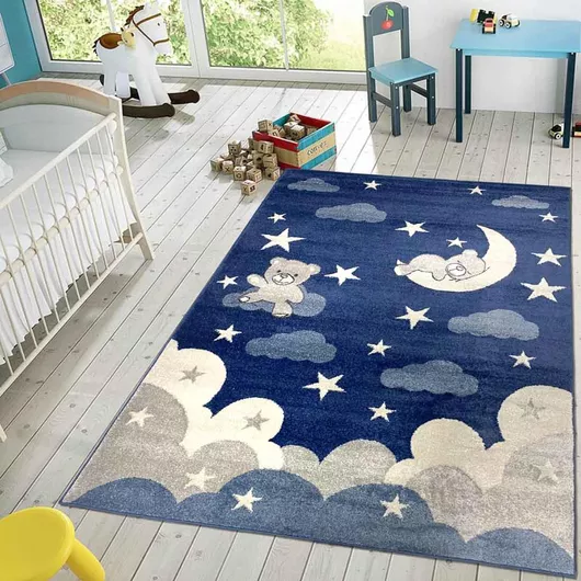 Παιδικό Χαλί Emporio Collection Μηχανής Νύχτα 220x160cm Μπλε