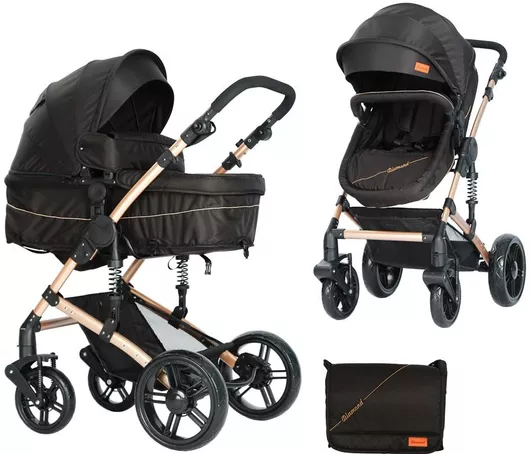 Καρότσι 2 σε 1 Emporio Collection Diamond Αναδιπλούμενο από Νεογέννητο Μαύρο