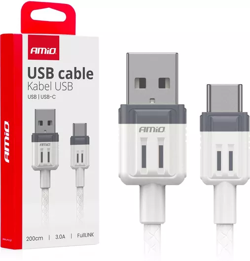 Καλώδιο AMiO USB 2.0 USB-C male σε USB-A 2m Λευκό