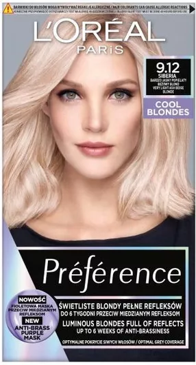 L'Oreal Paris Preference Cool Blondes Βαφή Μαλλιών 9.12 Siberia