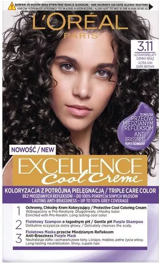 L'Oreal Paris Excellence Cool Creme Βαφή Μαλλιών 3.11 Ultra Ash Dark Brown