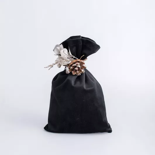 Χριστουγεννιάτικο Πουγκί Beauty Home Βελούδινο 32x47cm Μαύρο