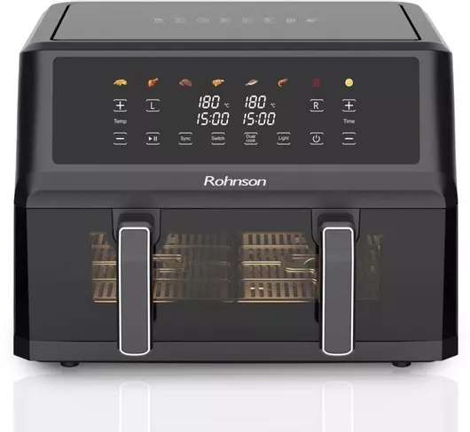 Air Fryer Rohnson R-2864 με Διπλό Αποσπώμενο Κάδο 10.4lt Μαύρο