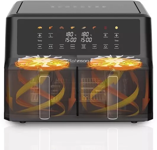 Air Fryer Rohnson R-2864 με Διπλό Αποσπώμενο Κάδο 10.4lt Μαύρο