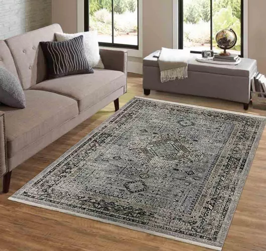 Χαλί Σαλονιού Vintage HO60A 133x170cm Γκρι
