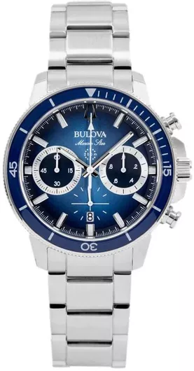 Ανδρικό Ρολόι Bulova Marine Star Chronograph με Μεταλλικό Μπρασελέ Ασημί