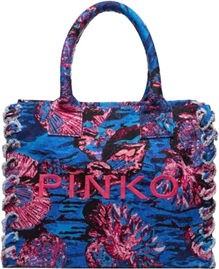 Γυναικεία Τσάντα Χειρός Pinko από Ύφασμα Μπλε