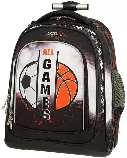 Σχολική Τσάντα Γυμνασίου / Λυκείου Τρόλεϊ Polo Rolling All Games Καφέ