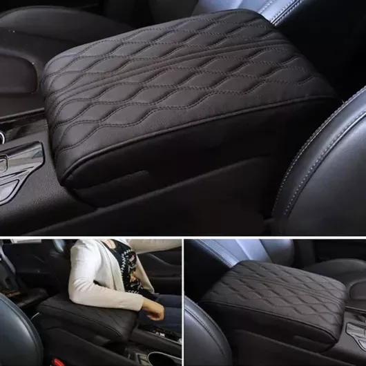 Δερμάτινο Μαξιλάρι για Υποβραχιόνιο Αυτοκινήτου Αδιάβροχο Μαύρο