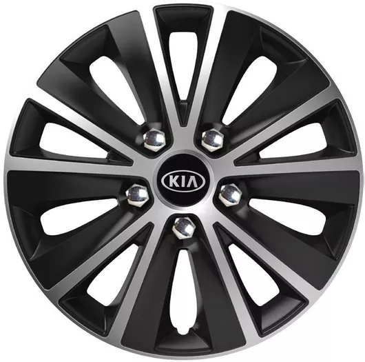 Τάσια Αυτοκινήτου Versaco Rapide NC 14 με Σήμα Kia 4τμχ Μαύρο / Ασημί