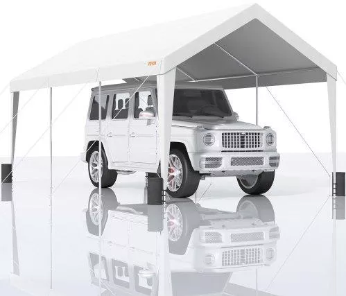 Κιόσκι Αυτοκινήτου Vevor KFSJS810X20FT3BYUV0 10x20 ft Αδιάβροχο με 8 Ενισχυμένους Πόλους 3x6x2.8m Λευκό