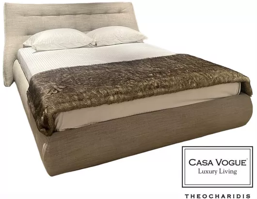 Κρεβάτι Υπέρδιπλο Casa Vogue Soho Επενδυμένο με Ύφασμα για Στρώμα 160x200cm Μπεζ