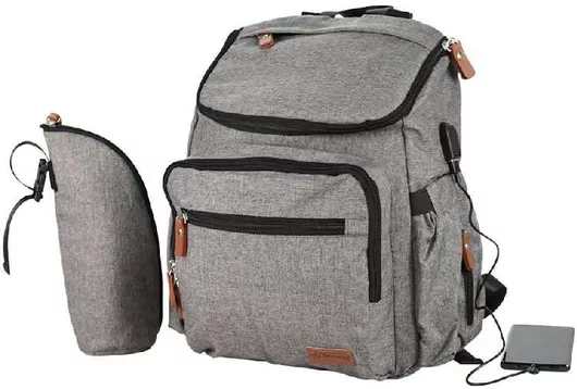 Τσάντα - Αλλαξιέρα Πλάτης/Χειρός Bebe Stars με USB Γκρι