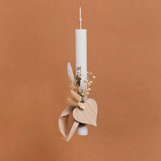 Πασχαλινή Λαμπάδα Beauty Home Στολισμένη Αποξηραμένα Καρδιά 