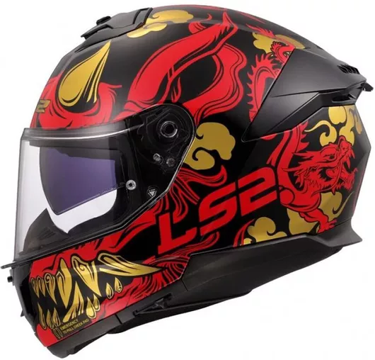 Κράνος Μηχανής LS2 Stream II FF808 Drako Full Face ECE 22.06 1550gr με Sunvisor L Gloss Μαύρο/Κόκκινο 