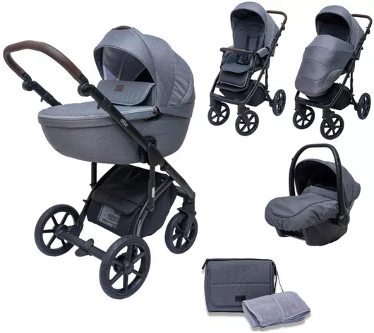 Καρότσι 3 σε 1 Μωρού Dovadi Atta από Νεογέννητο Γκρι