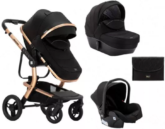 Καρότσι 3 σε 1 Μωρού KikkaBoo Irene από Νεογέννητο Μαύρο