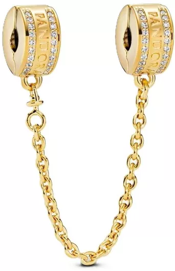 Γυναικείο Charm Pandora Safety Chain από Ασήμι 925 Επιχρυσωμένο